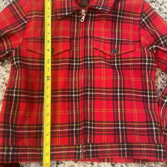 Vintage 90’s Express Trucker Jacket Plaid Wool blend XS Zipped Pockets Aesthetic - Picture 4 of 13
